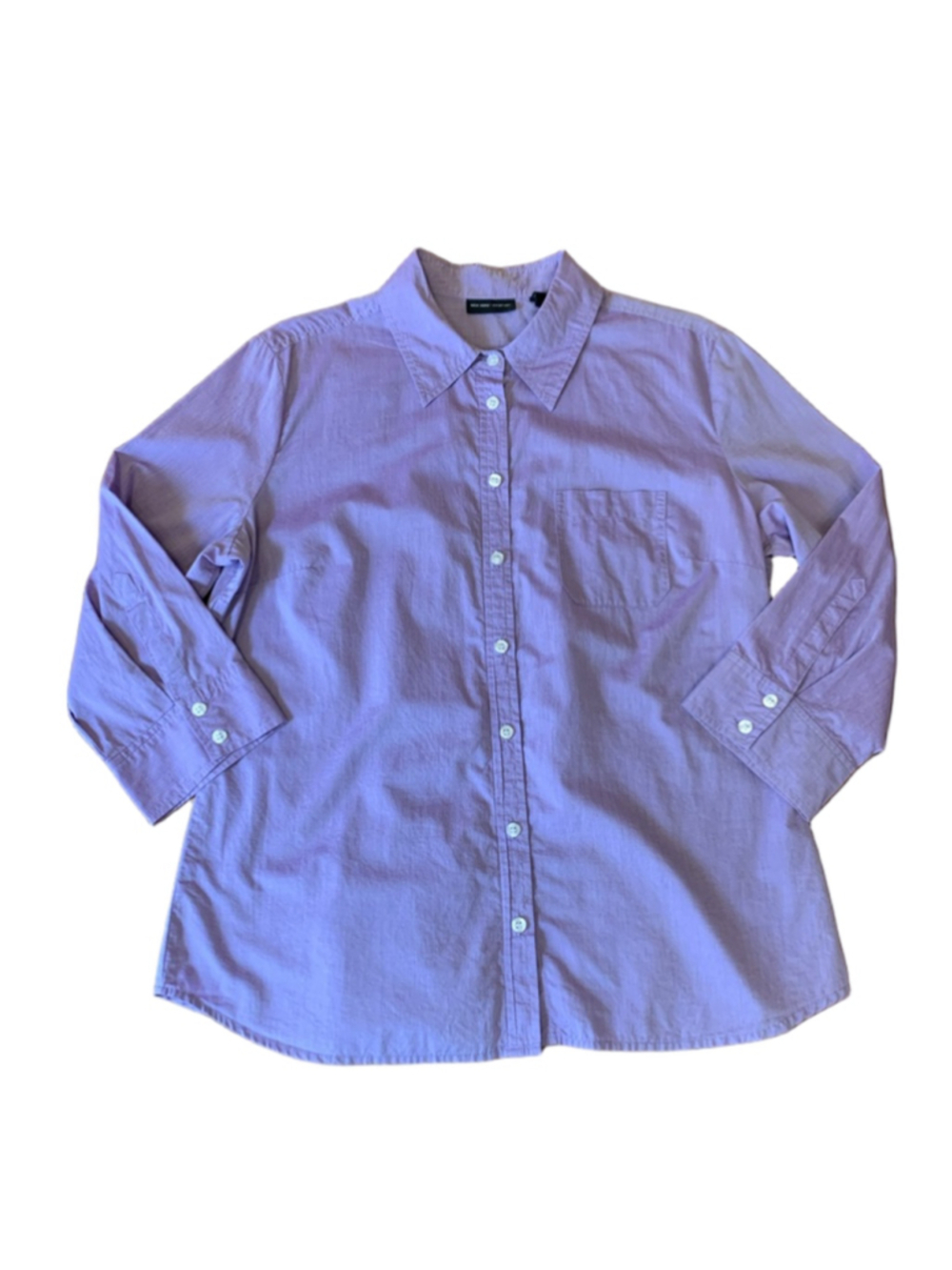 New York & Company Top Large Purple 3/4 Sleeve Button down